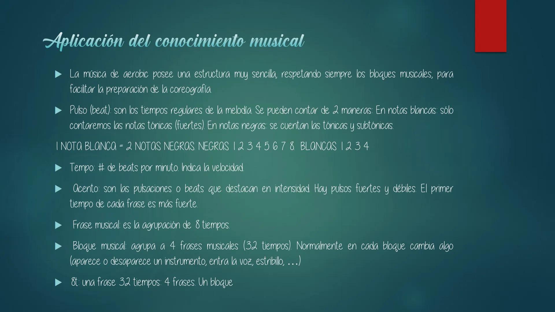 # Aerobic

- Es una actividad física practicada con acompañamiento musical.
- Busca el desarrollo y/o mantenimiento del estado de forma gene