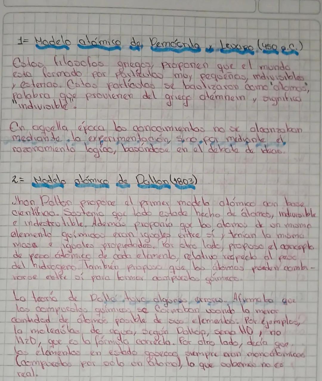 1= Modelo atómico de Demočilo Levoro (450)
Cotoo filosofos greges, proponen que el mundo.
esta formado por particulas muy pequeñas, indivisi