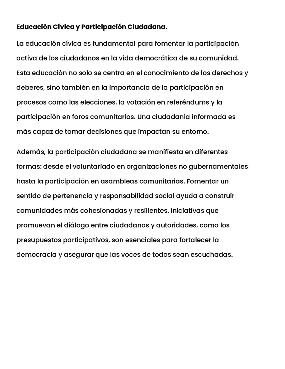 Educación Cívica y Participación Ciudadana.