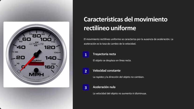movimiento
rectilíneo uniforme
El movimiento rectilíneo uniforme (MRU) es un tipo
de movimiento donde un objeto se desplaza en
línea recta a