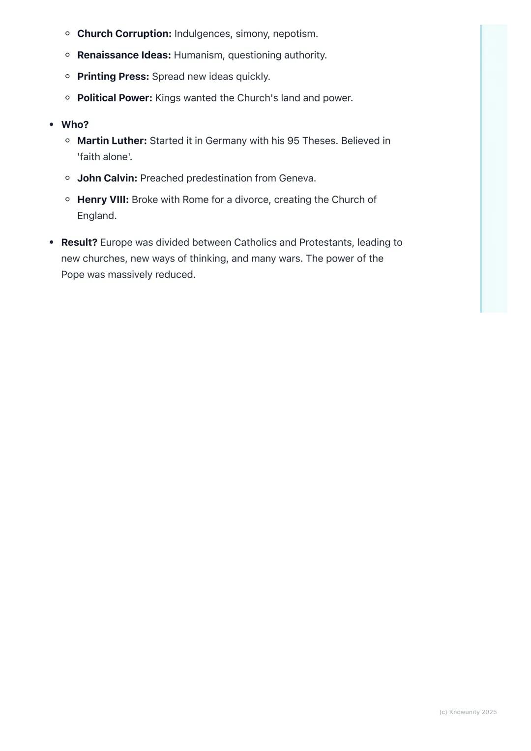 # The Reformation in Europe

An introduction to the Reformation

The Reformation was a major event in European history in the 16th century
(