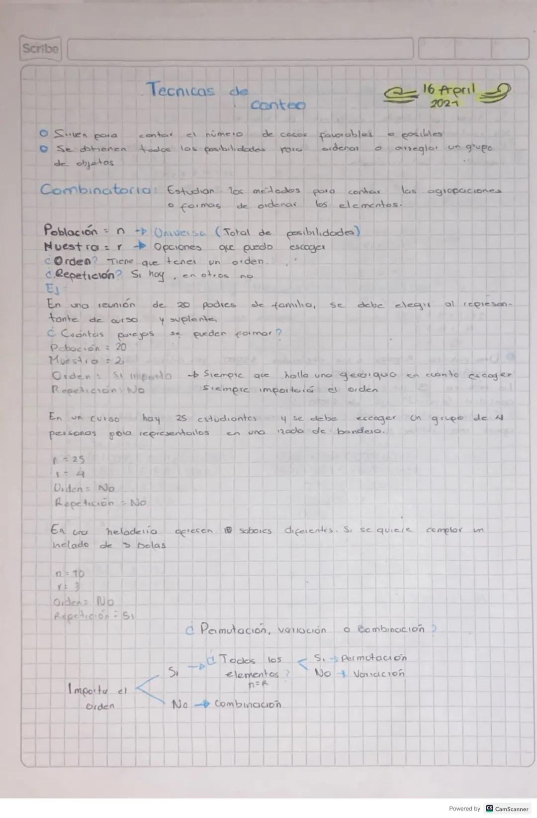 Scribe

# Tecnicas de
## conteo

![[equation]] 16 April
2021

*   Siven pora contar el número de cocos favorables posibles
*   Se dotienen t