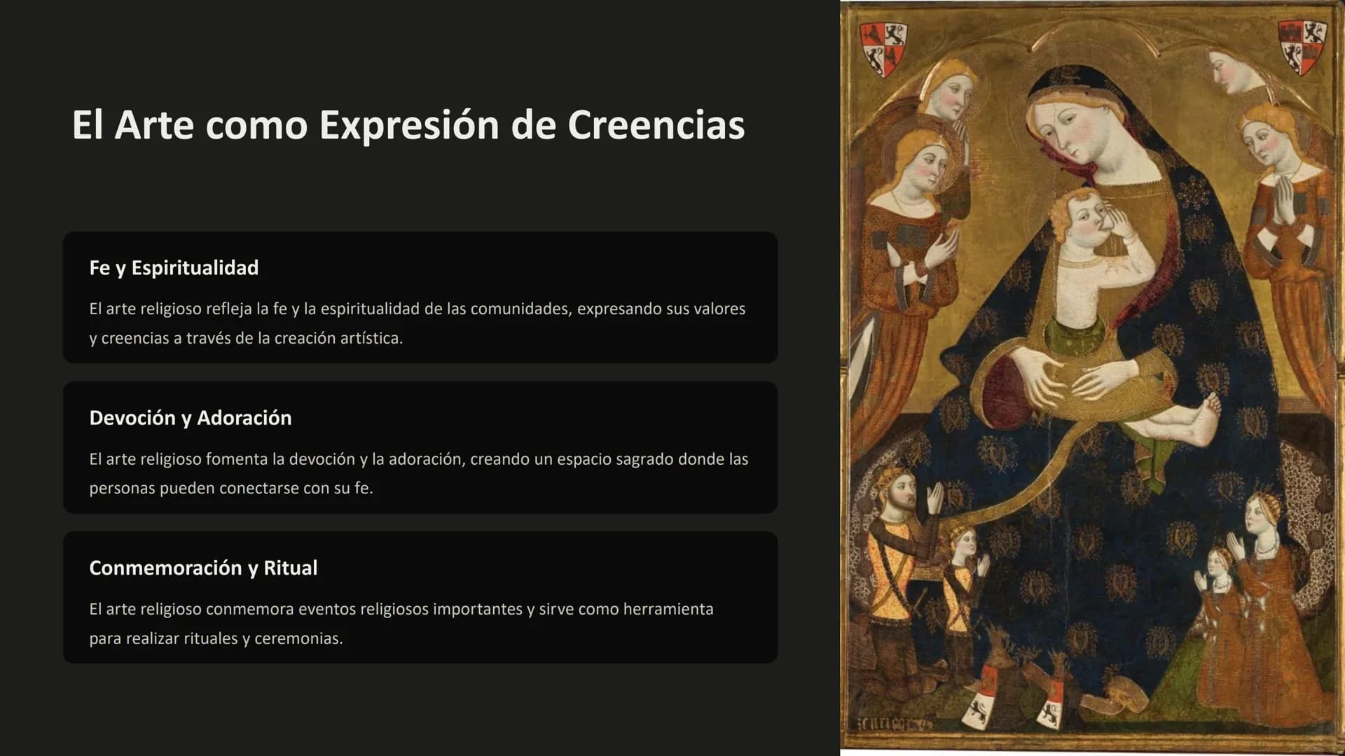 Arte y Religión
El arte y la religión han estado entrelazados a lo largo de la historia,
creando una rica fusión de expresión artística y cr