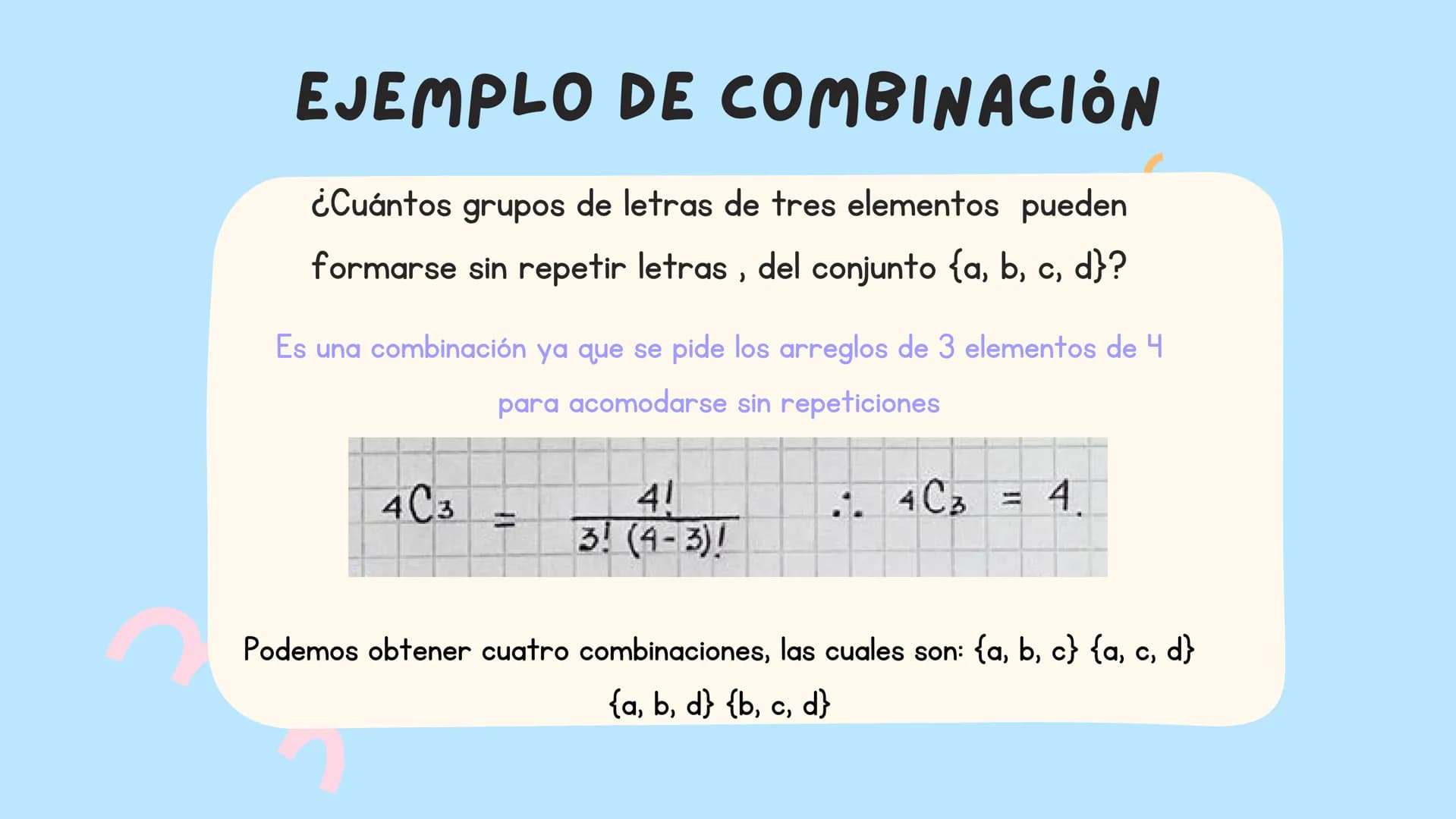 000
*
LAS
PERMUTACIONES Y
COMBINACIONES ¿QUÉ ES UNA
PERMUTACIÓN?
:)
una permutación es un conjunto de elementos
es
disposición de dichos ele