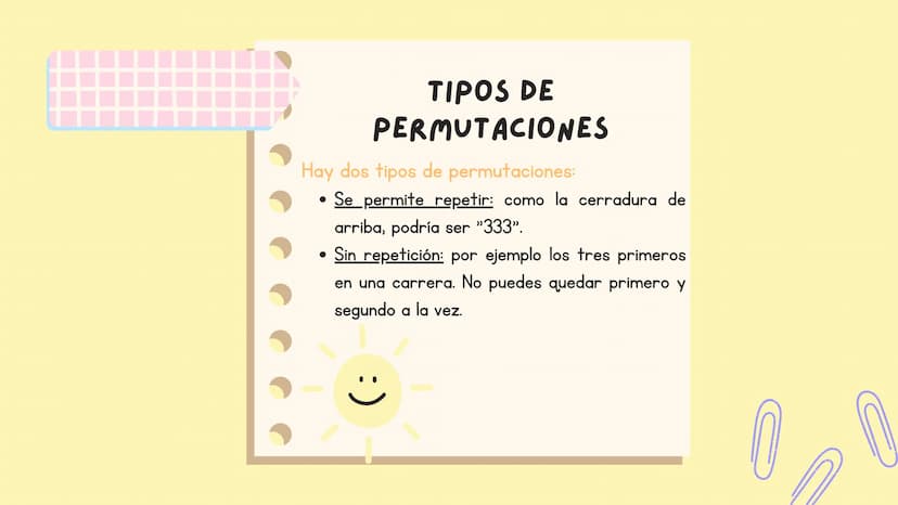 000
*
LAS
PERMUTACIONES Y
COMBINACIONES ¿QUÉ ES UNA
PERMUTACIÓN?
:)
una permutación es un conjunto de elementos
es
disposición de dichos ele