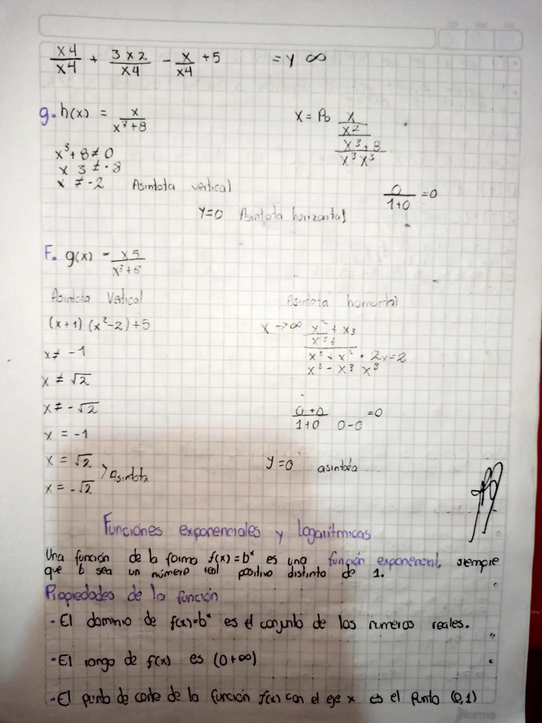 # Funciones Racionales
16 05 24
Una función f(x) de la forma f(x) = Pusz, donde Pox) y Q(x)
son polinomios y Q(x) #0, se llama, a' función N