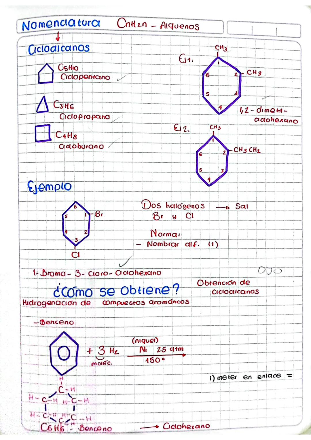 Nomenclatura CnH2n-Alquenos
Ciclodicanos
合
CSHIO
Ej1:
6
CH3
Ciclopentano
AC3H6
☐
Ciclopropano
C4H8
adobutano
Ejemplo
S
6
Br
S.
3
EJ 2.
CH3
C