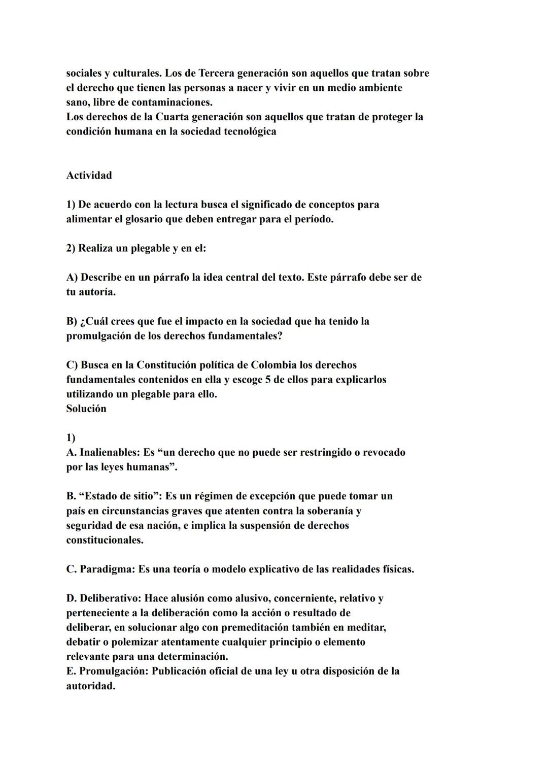 Derechos fundamentales
Economía y política
10°2
I.E ¿Qué son los derechos fundamentales?
La Constitución política de Colombia recoge una ser