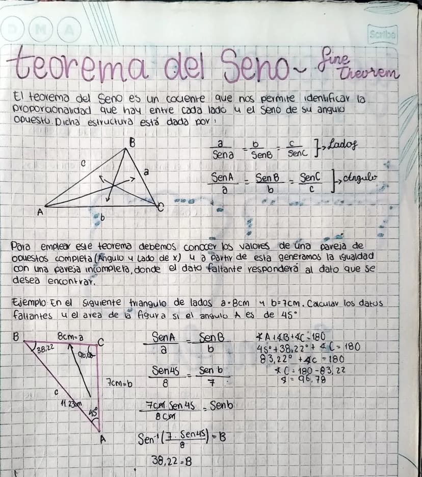 M
Scribe
teorema del Seno fine
Thevrem
El teorema del Seno es un cociente que nos permite identificar la
proporcionalidad que hay entre cada