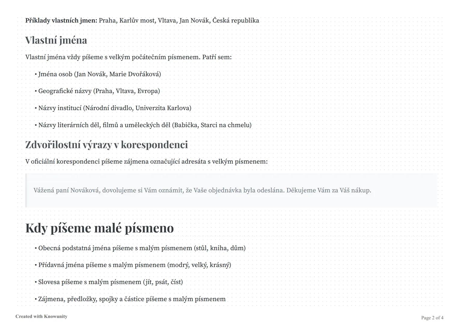 Pravopis - Velká a malá písmena
Přehled pravidel pro psaní velkých a malých písmen v českém jazyce.
Základní pravidla pravopisu
Velká a malá