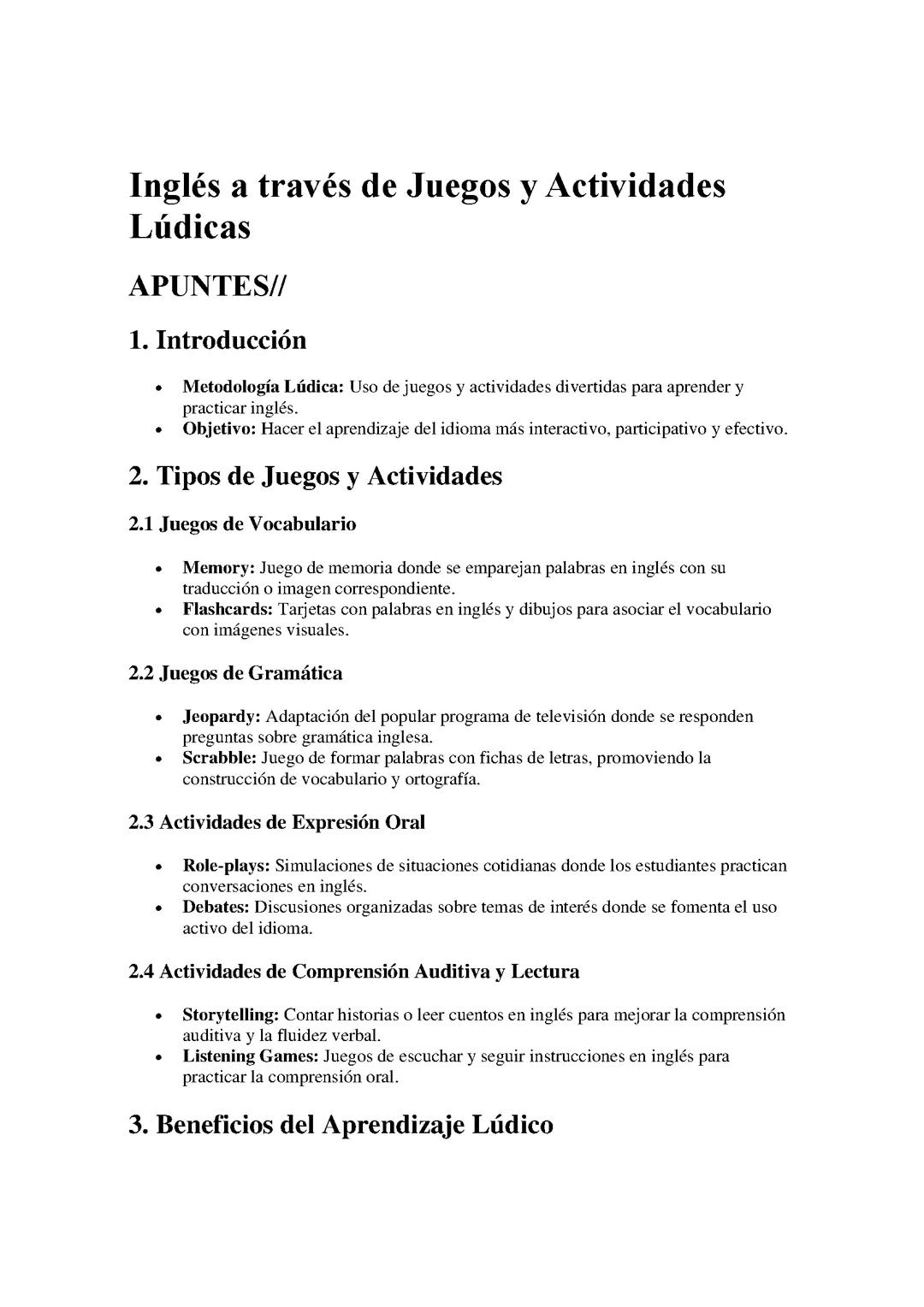 Inglés a través de Juegos y Actividades Lúdicas