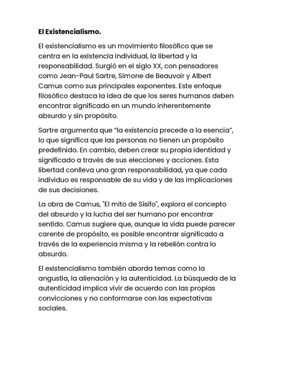 El Existencialismo.