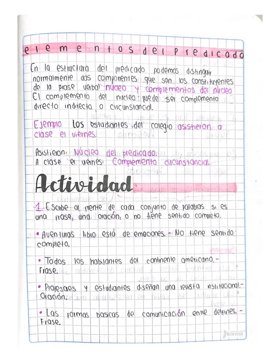 estructura sel
*
sujeto y predicado
Las oraciones tienen en común estar conformada básica-
mente por dos Frases que se relacionan entre si, 