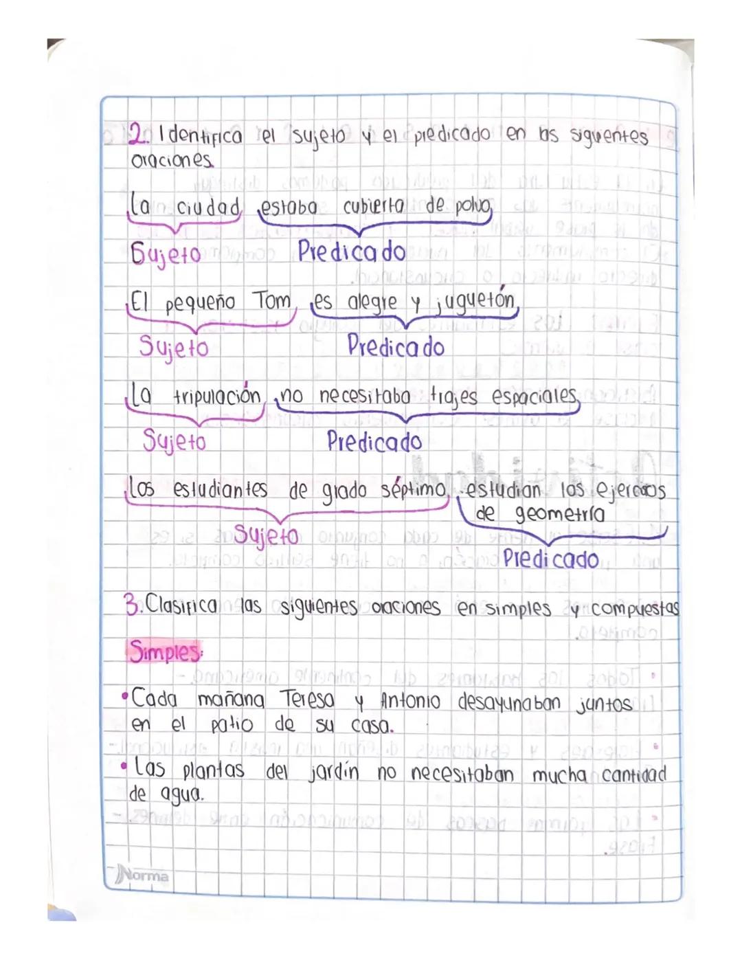 estructura sel
*
sujeto y predicado
Las oraciones tienen en común estar conformada básica-
mente por dos Frases que se relacionan entre si, 