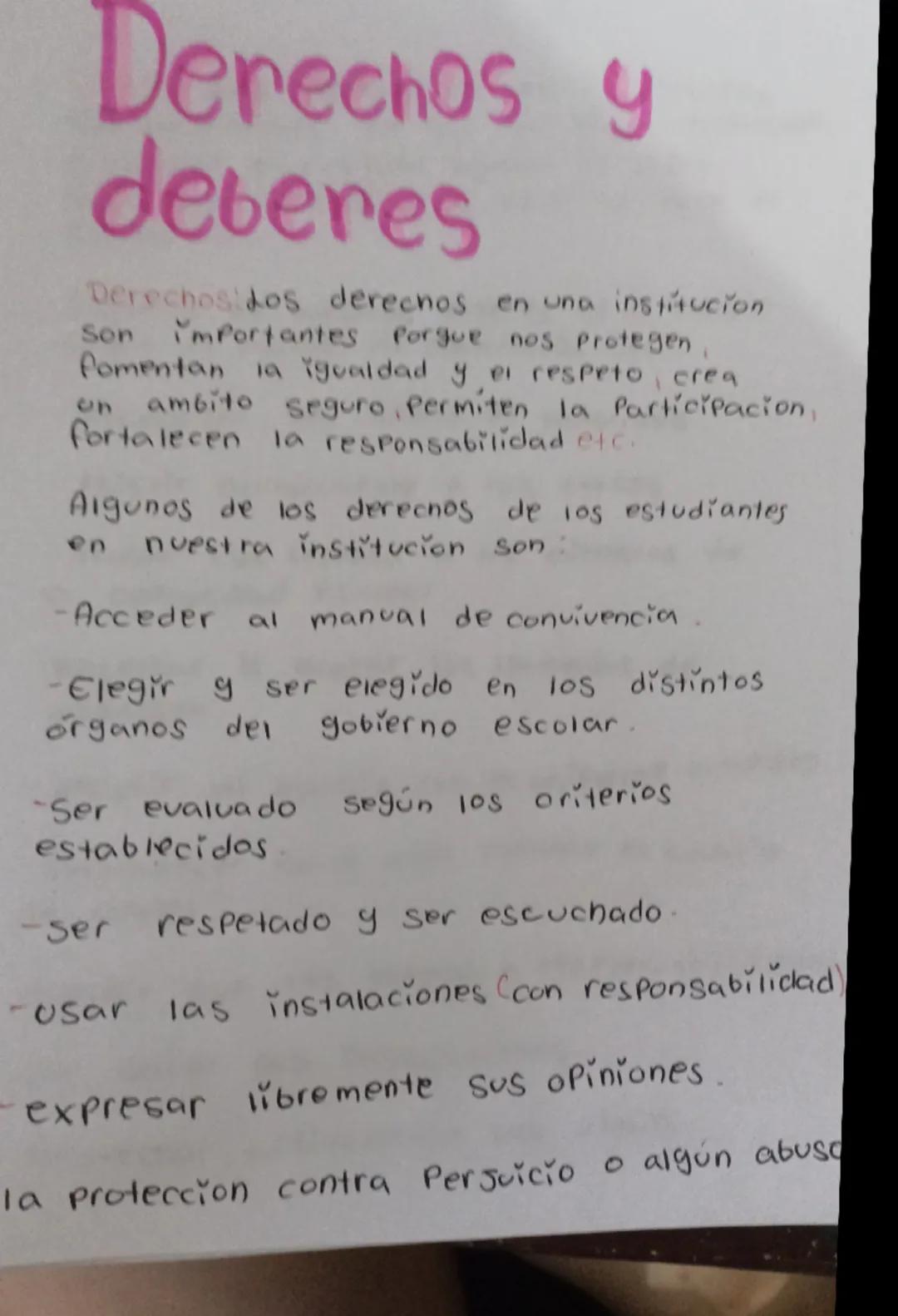 # Derechos y

# deberes

Derechos dos derechos en una institucion
Son importantes porque nos protegen,
Pomentan la igualdad y el respeto cre