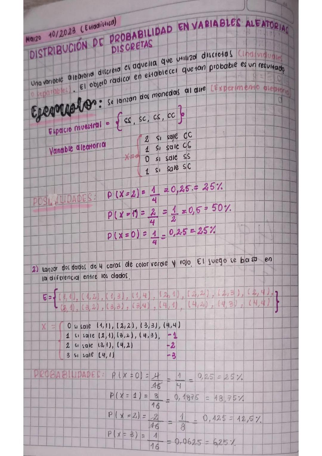Distribución de probabilidad en variables aleatorias discretas