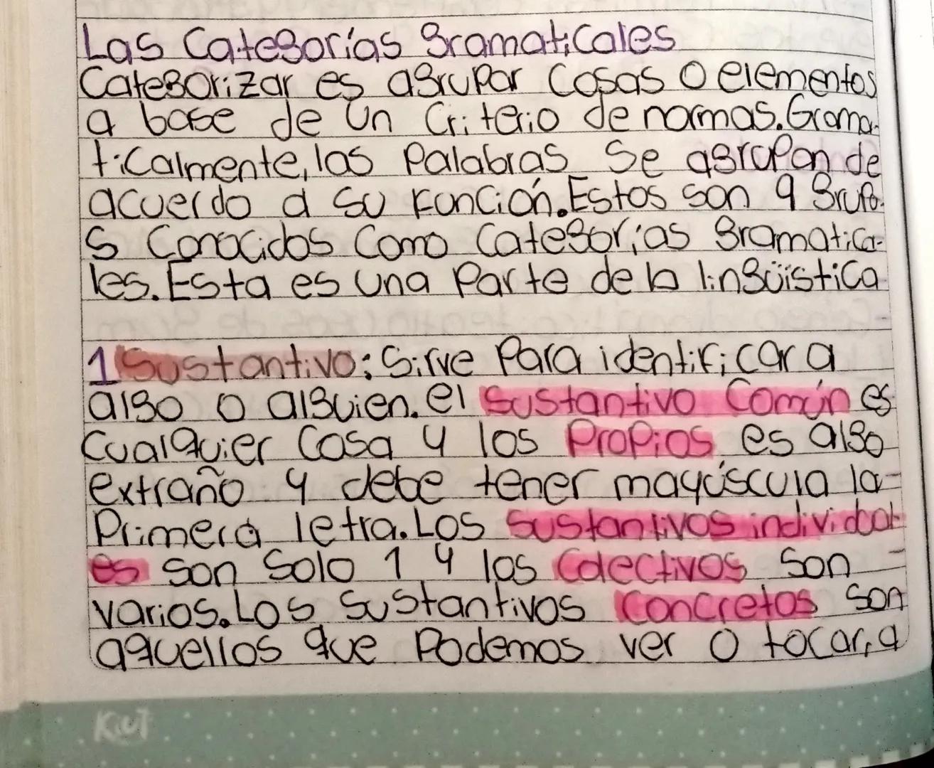 Las Categorias Sramaticales
CateBorizar es agrupar Cosas o elementos
a base de un Criterio de normas. Grama-
ticalmente, las Palabras Se asr