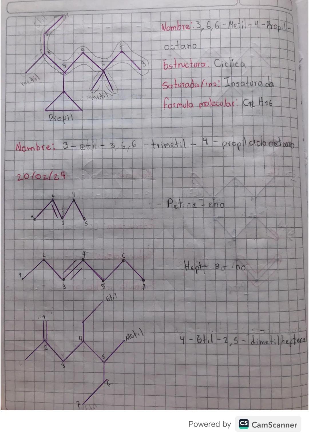 23
# Nomendatura para moléculas.
ramificadas

1) Se elige la cadena principal de la estructura, será
aquella que contenga más carbonos, o se