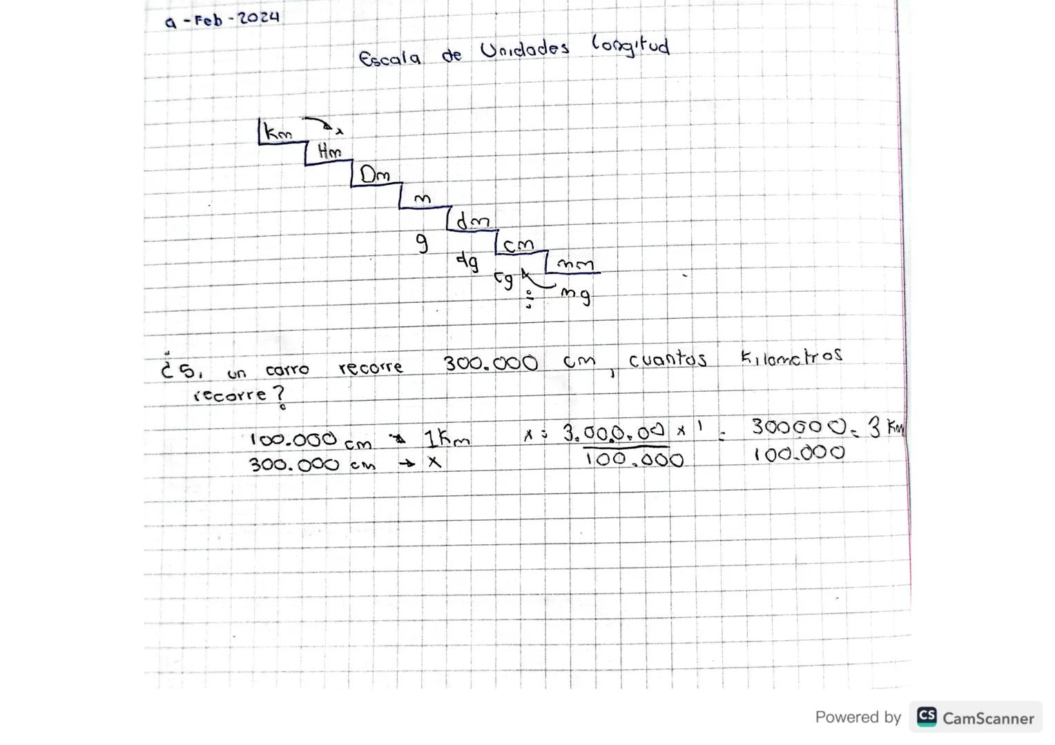 4-Feb-2024

Escala de Unidades longitud

km

Hm

Dm

3

dm

9

CM

dg

33

ng

25, un carro recorre 300.000 cm, cuantos kilometros
recorre?

