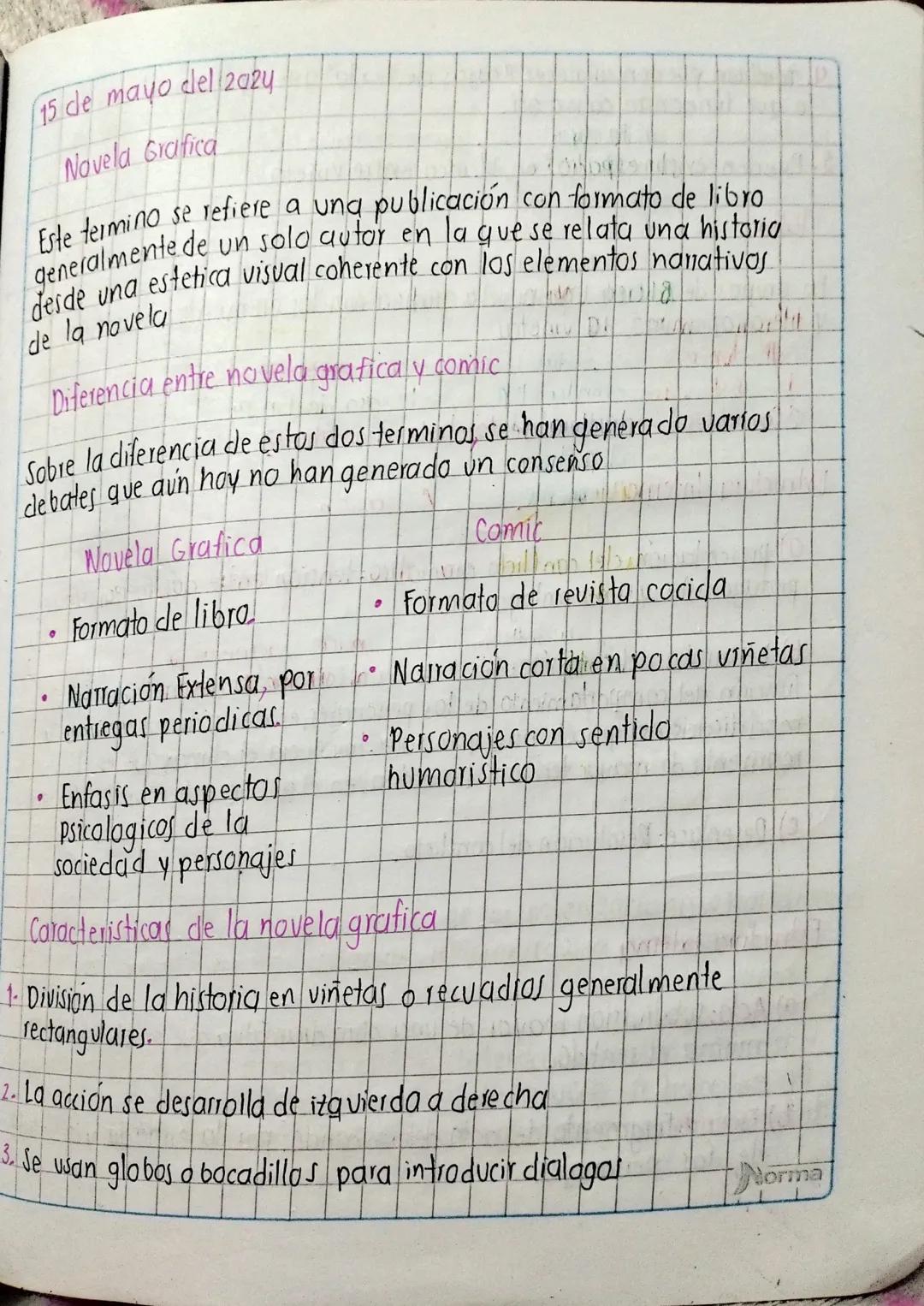 15 de mayo del 2024

Novela Grafica

Este termino se refiere a una publicación con formato de libro
generalmente de un solo autar en la que 
