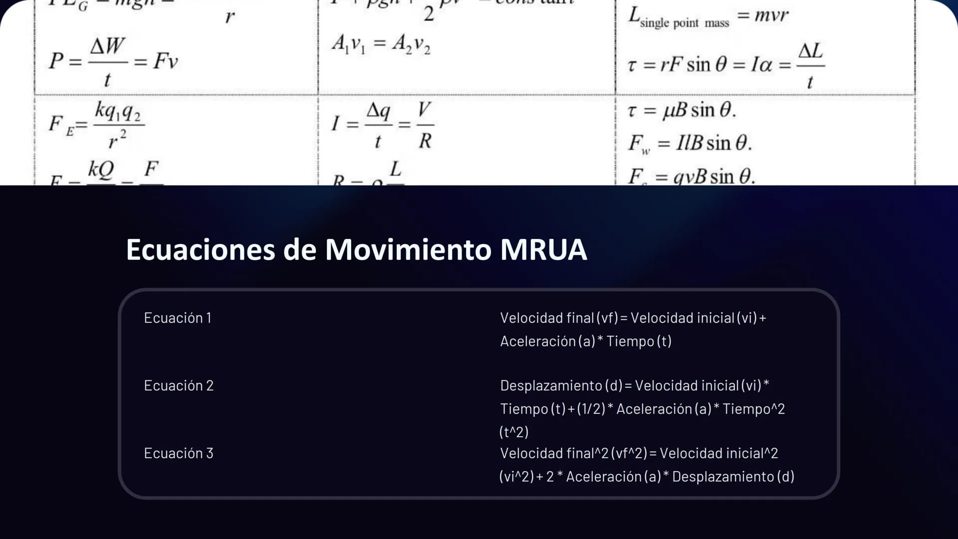 Movimiento Rectilíneo
Uniformemente
Acelerado (MRUA)
El movimiento rectilíneo uniformemente acelerado (MRUA) describe
el movimiento de un ob