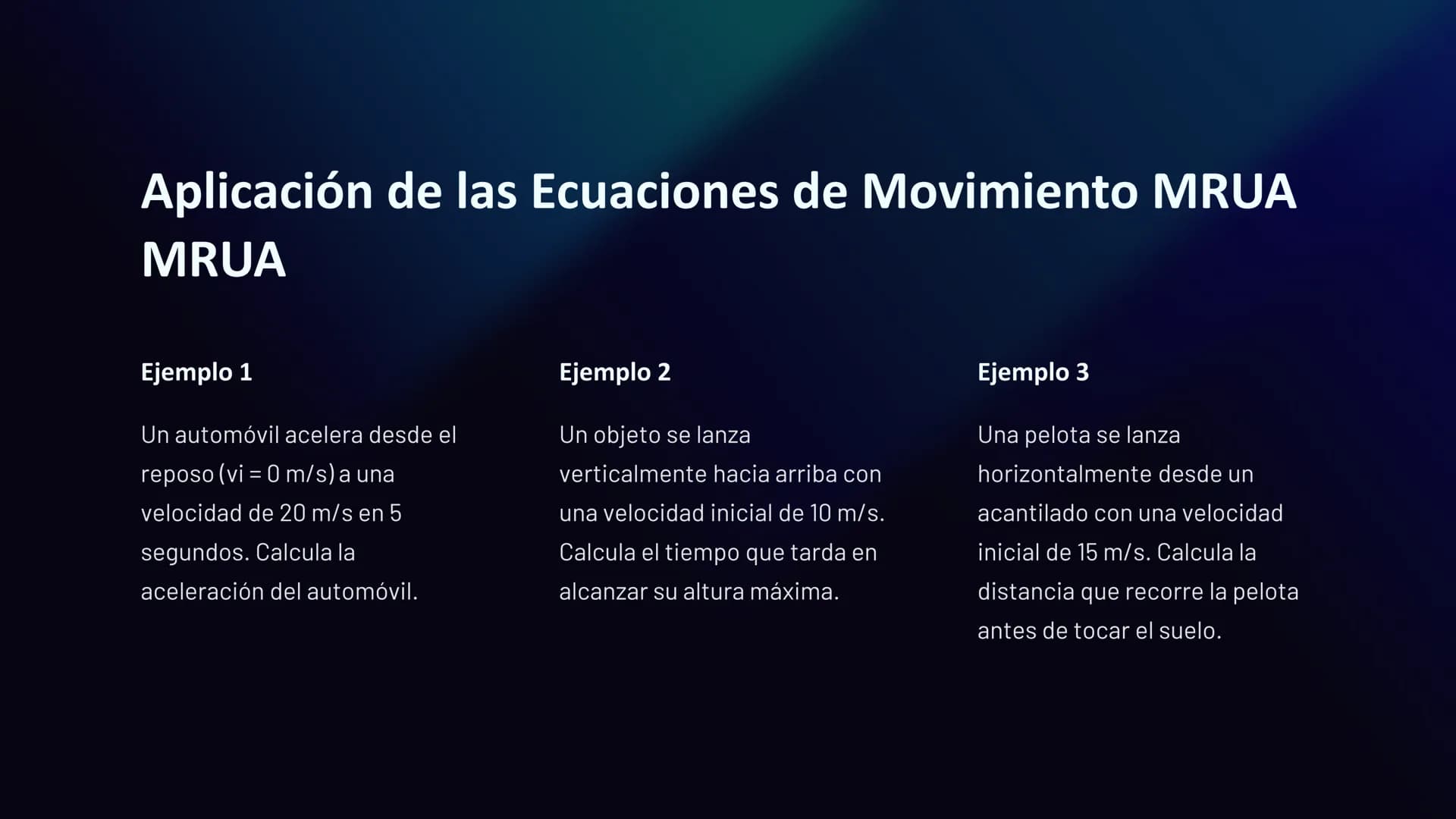 Movimiento Rectilíneo
Uniformemente
Acelerado (MRUA)
El movimiento rectilíneo uniformemente acelerado (MRUA) describe
el movimiento de un ob