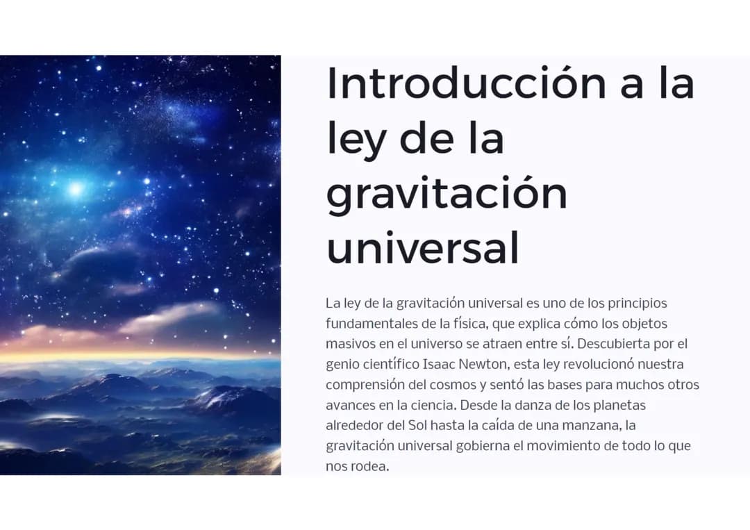 Introducción a la ley de la gravitación universal