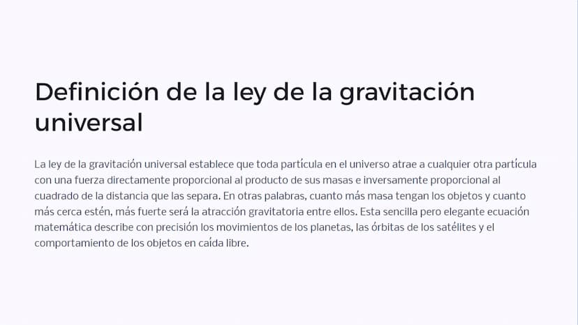 Introducción a la
ley de la
gravitación
universal
La ley de la gravitación universal es uno de los principios
fundamentales de la física, qu