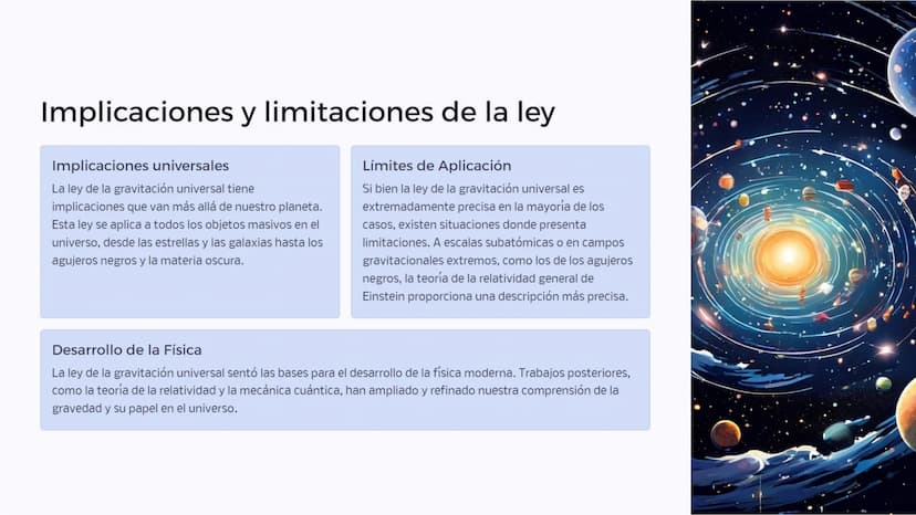 Introducción a la
ley de la
gravitación
universal
La ley de la gravitación universal es uno de los principios
fundamentales de la física, qu