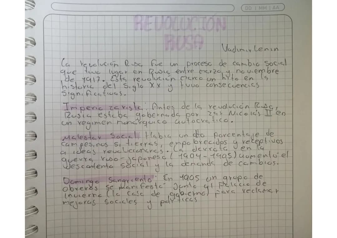 Revolución rusa resumen 