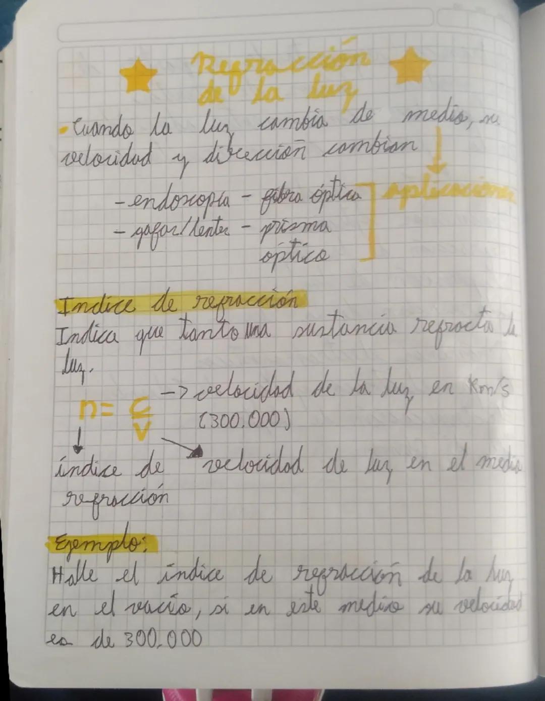Revy ccion
de la luz
Cuando la luz, cambia de medis, m
velocidad y dibrección cambion
- endoscopia - gabera óptica
- gagar/lenter - prisma
o