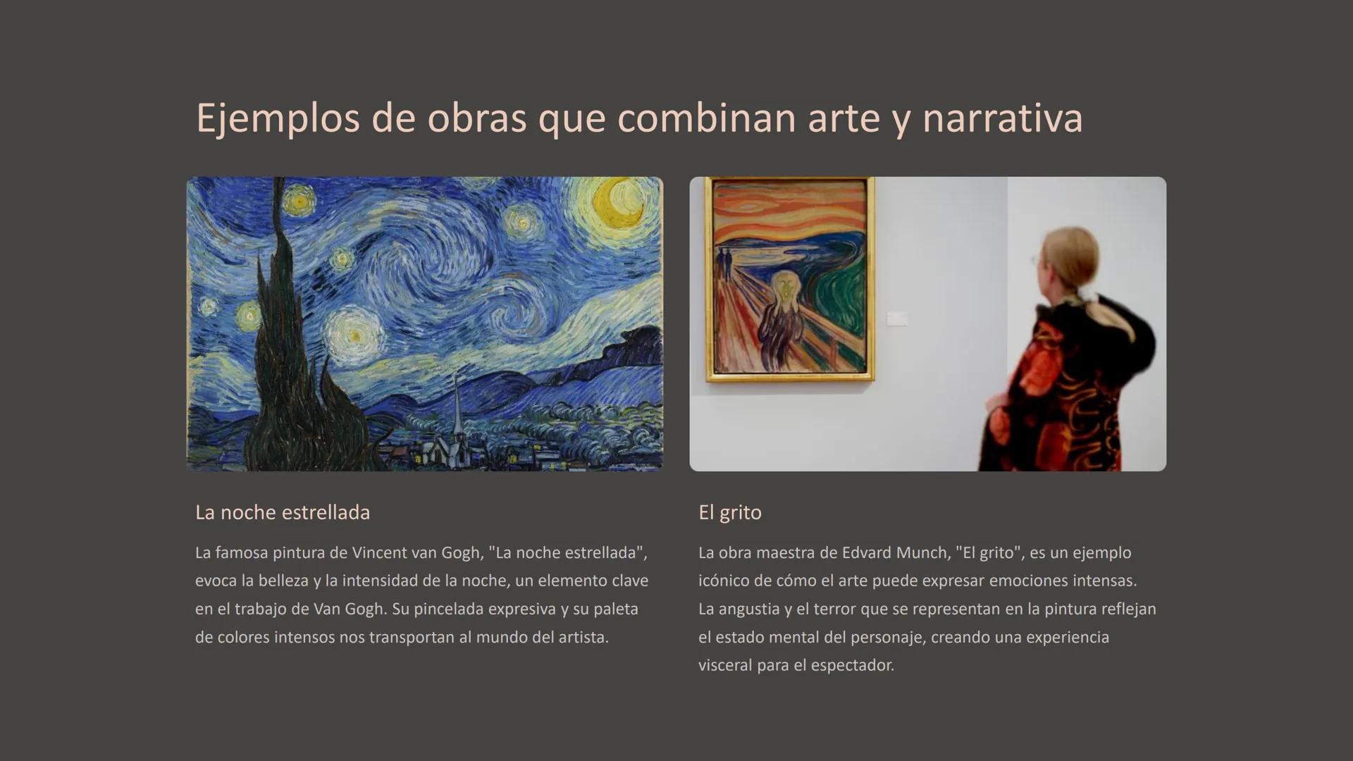 # Arte y narrativa: Una
relación profunda

Las artes visuales y la narrativa comparten un vínculo profundo y
complejo. Desde las primeras pi