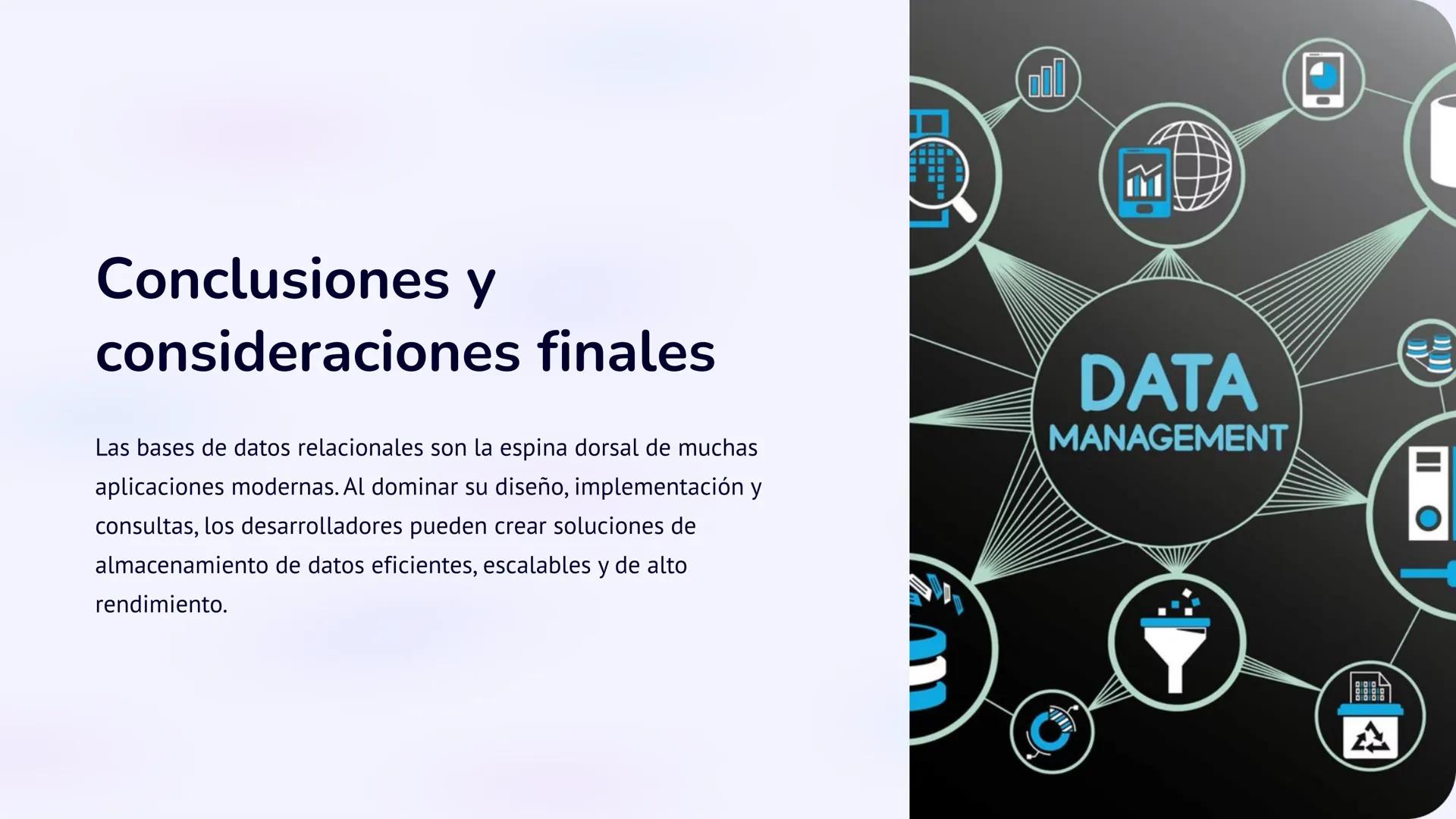 # Bases de Datos
Relacionales: Diseño,
implementación y
consultas

Las bases de datos relacionales son sistemas de gestión de
información po