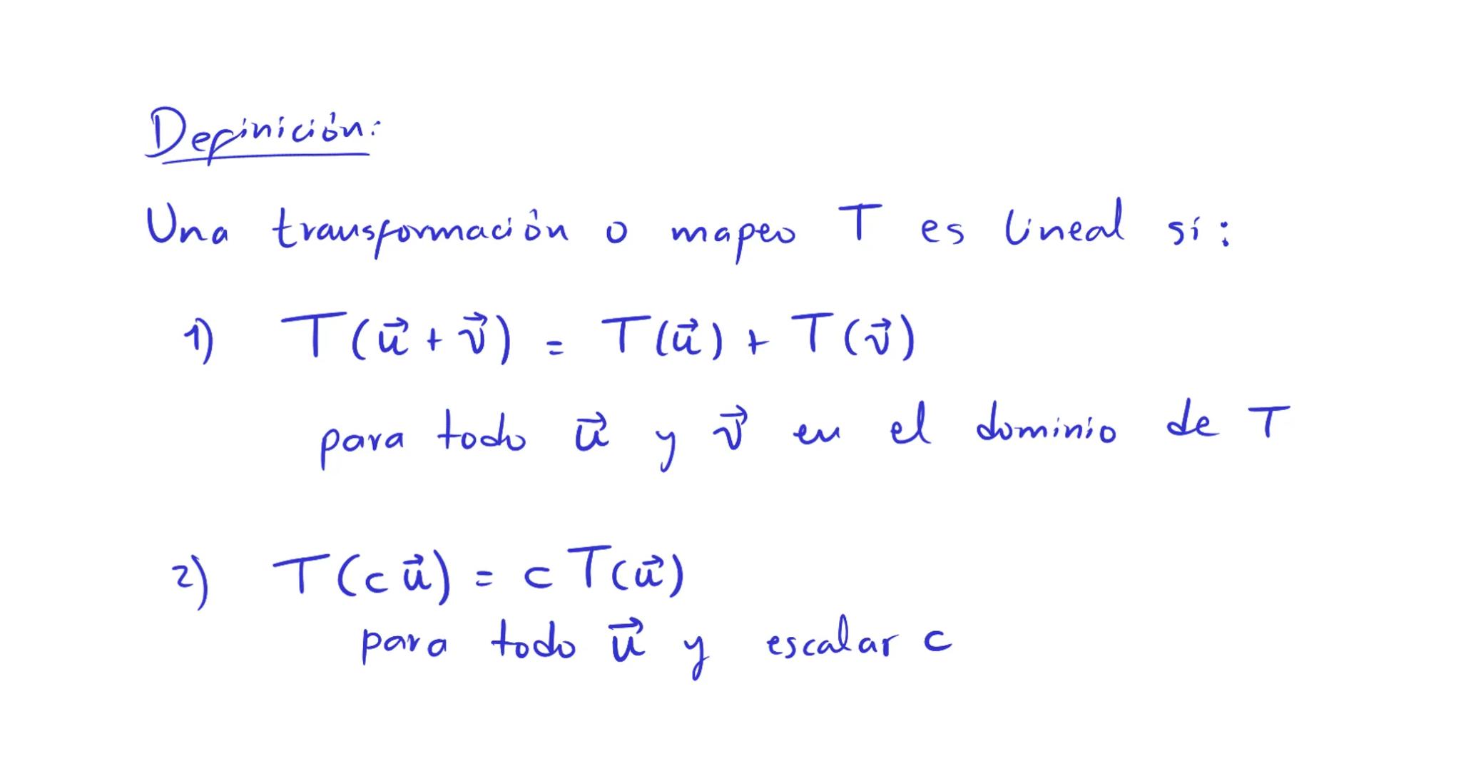 Introducción a
transformaciones lineales La ecuación $A\vec{x}=\vec{b}$

la matriz A se puede pensar
como un "objeto" que
modifica al vector