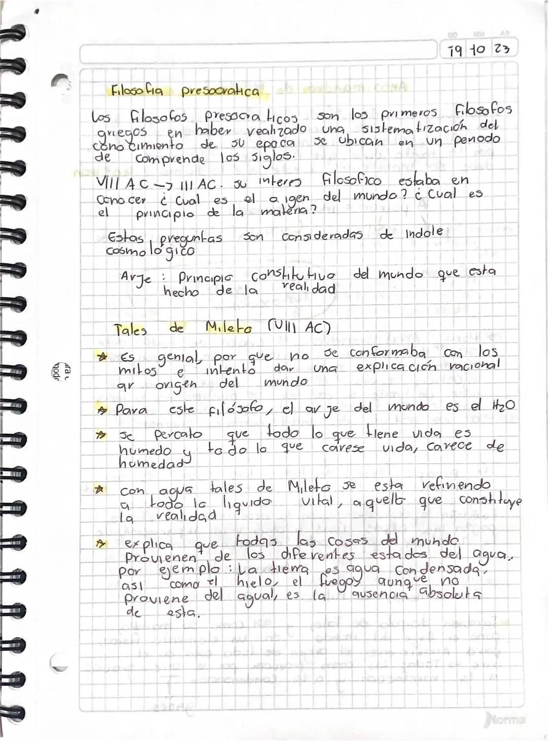 19 10 23
gregos
conocimiento
Filosofia presocratica
Los filosofos presocraticos.
en
son los primeros
Filosofos
de
haber veahzado una.
de
se 