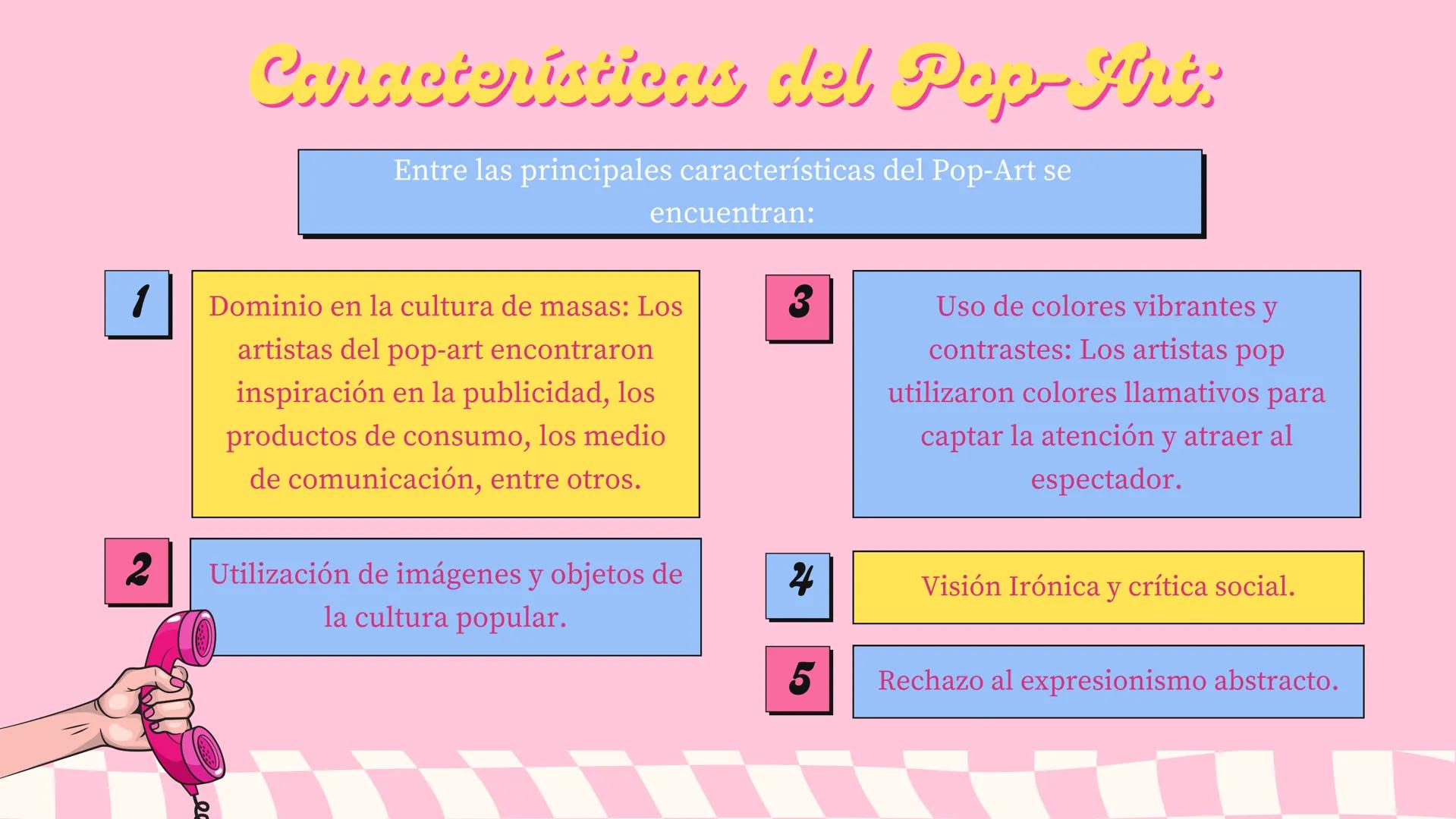 LOOK!
Pop-Art
WOW Contenido
Pop-Art: La fusión entre el arte
y la cultura popular.
Antecedentes y contexto
histórico: El camino hacia el
Pop