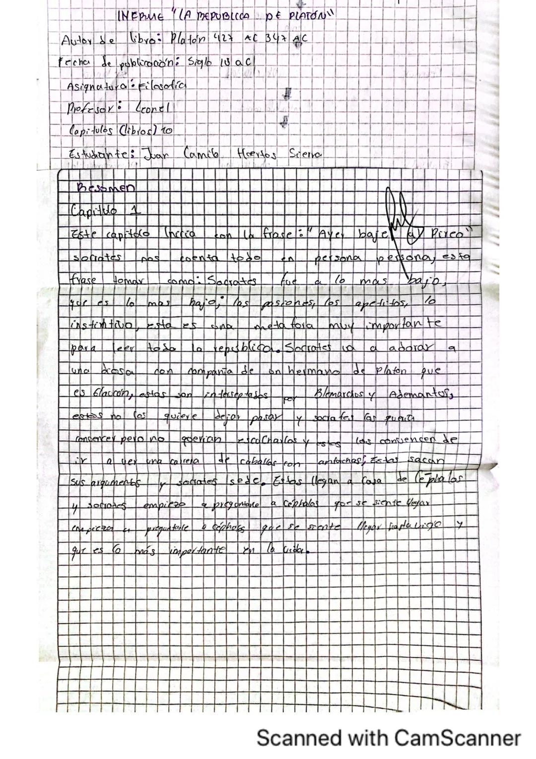 Infame de la republica de Platon (II libro)
En el presente informe
-platón, este libro fue escrito
Centran
en
Sc
da
a
conoces
La republica
ट