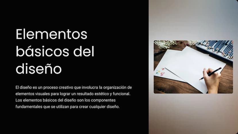 Elementos
básicos del
diseño
El diseño es un proceso creativo que involucra la organización de
elementos visuales para lograr un resultado e