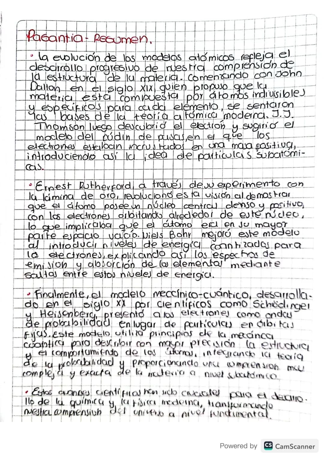 Pasantia - Resumen.
· la evolución de los modelos atómicos refleja el
desarrollo progresivo de nuestra comprensión de
la estructura de la ma