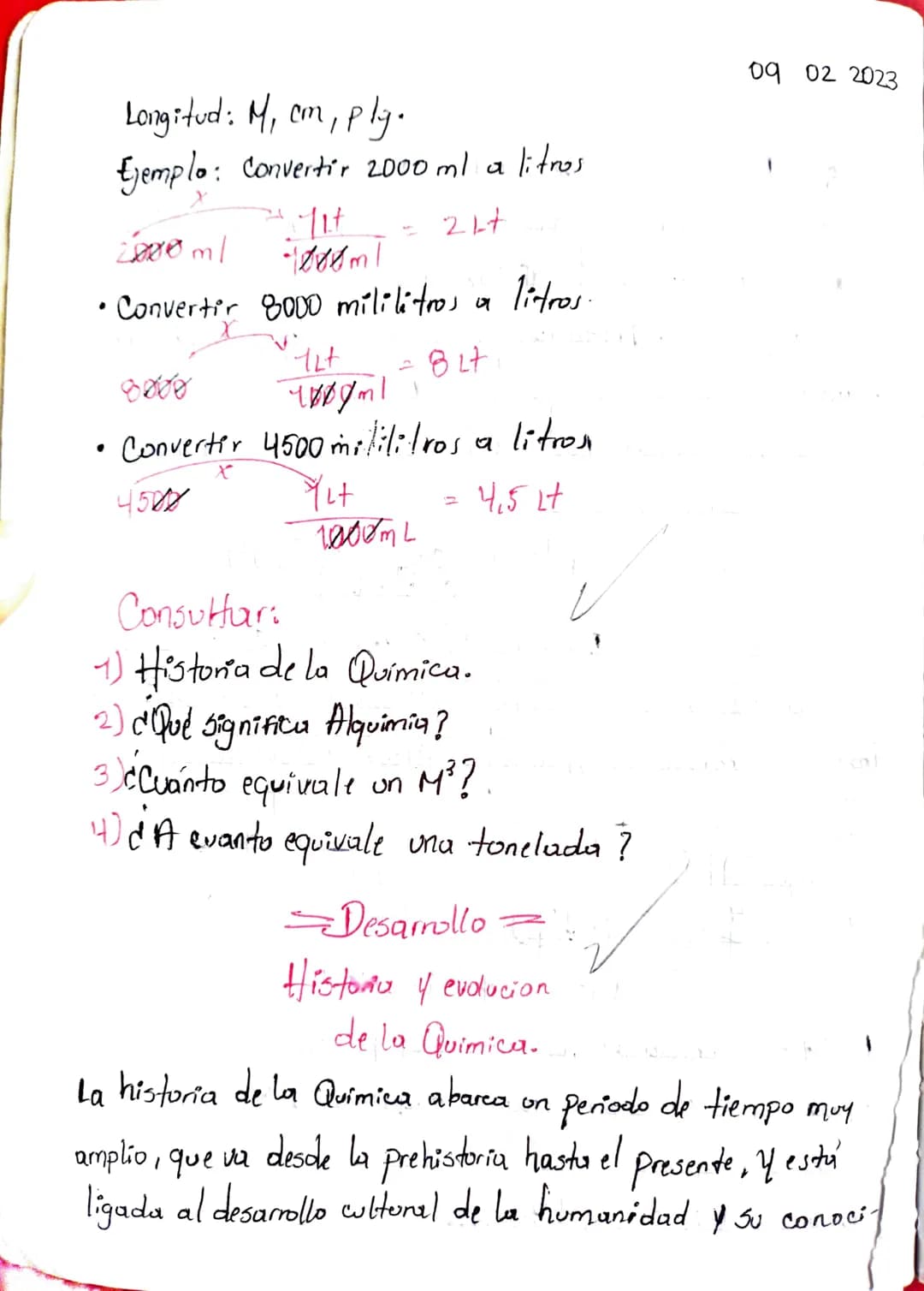 Química
0902 2023
Concepto: Es la ciencia que estudia la materia, su compost-
ción, su estructura, Sus
Propiedades,
Su transforma cion, y
fe