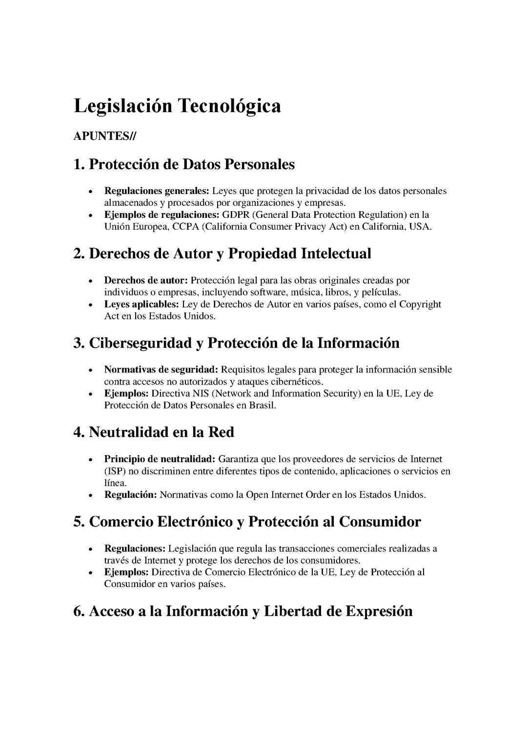 Aspectos Claves de la Legislación Tecnológica