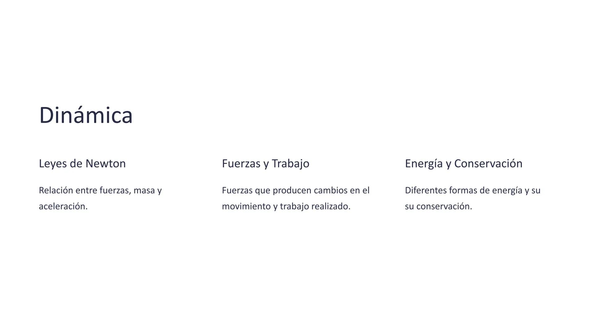 Mecánica
La mecánica es la rama de la física que estudia el movimiento y las
las fuerzas que lo producen. Abarca conceptos fundamentales com