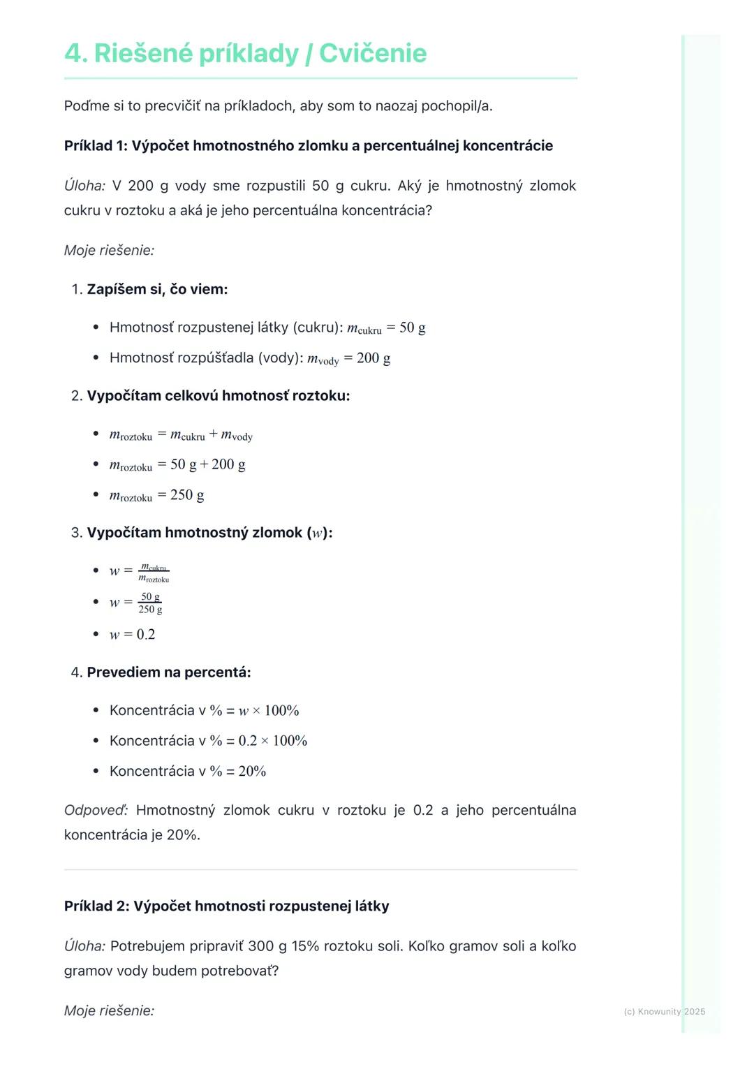# Koncentrácia roztokov
(základy)

1. Prehľad / Úvod

Dnes si zopakujeme, čo je to koncentrácia roztokov. Je to dôležitá téma, lebo
nám pomá