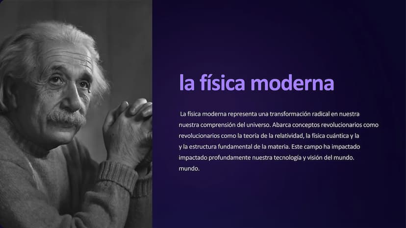la física moderna
La física moderna representa una transformación radical en nuestra
nuestra comprensión del universo. Abarca conceptos revo