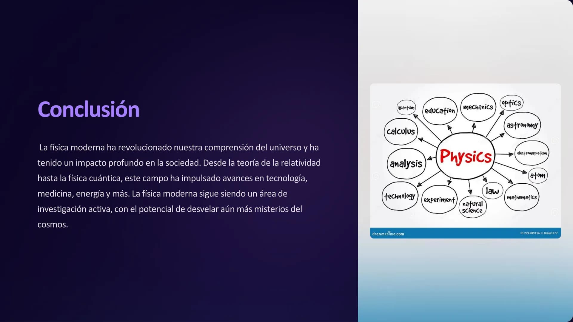 la física moderna
La física moderna representa una transformación radical en nuestra
nuestra comprensión del universo. Abarca conceptos revo
