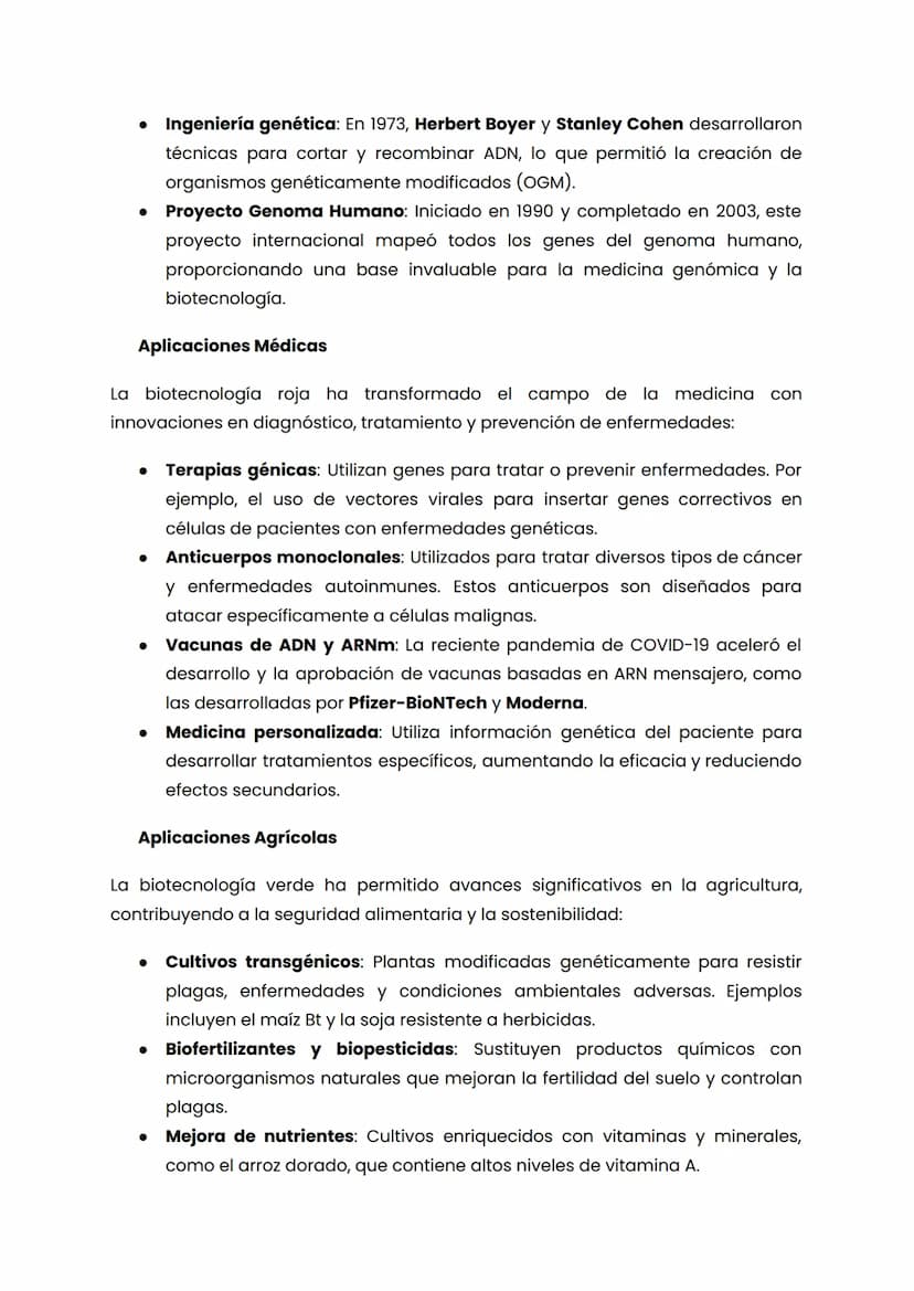 Biotecnología y sus Aplicaciones
La biotecnología es un campo multidisciplinario que combina principios de
biología, química, física, ingeni