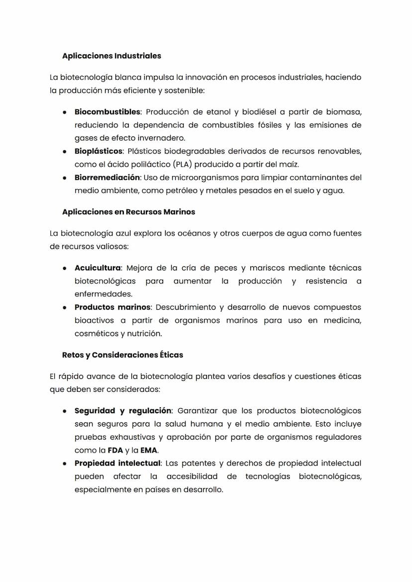 Biotecnología y sus Aplicaciones
La biotecnología es un campo multidisciplinario que combina principios de
biología, química, física, ingeni