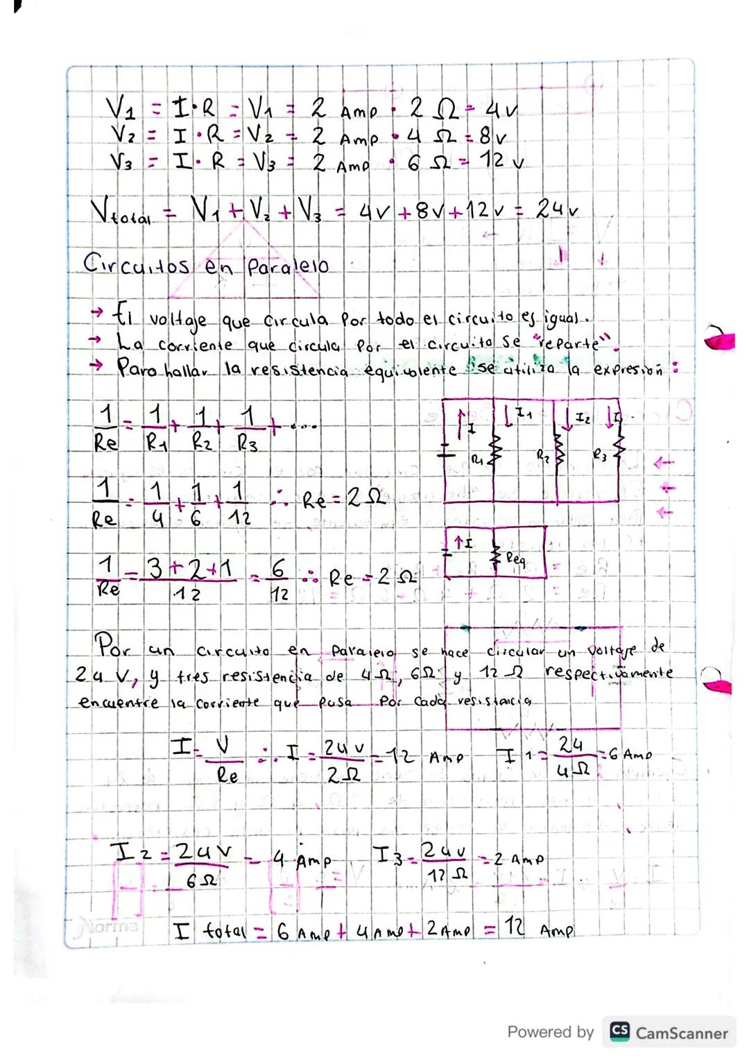 Ley de Ohm
V=IR
+
Intensidad.
Voltaje de Corriente
Resistencia
Circuitos en Sene y en Paralelo
Circuito en
en Serie
La corriente es que
IR
C