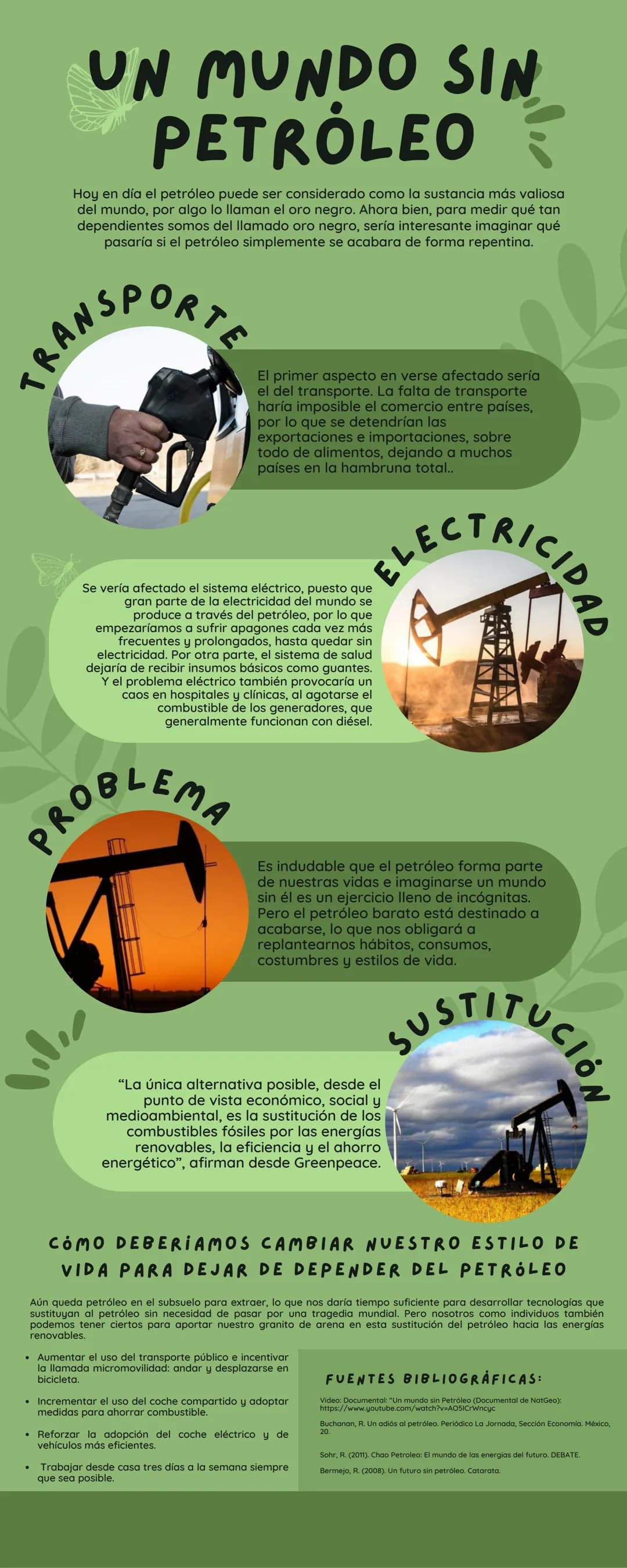 UN MUNDO SIN
PETRÓLEO
Hoy en día el petróleo puede ser considerado como la sustancia más valiosa
del mundo, por algo lo llaman el oro negro.