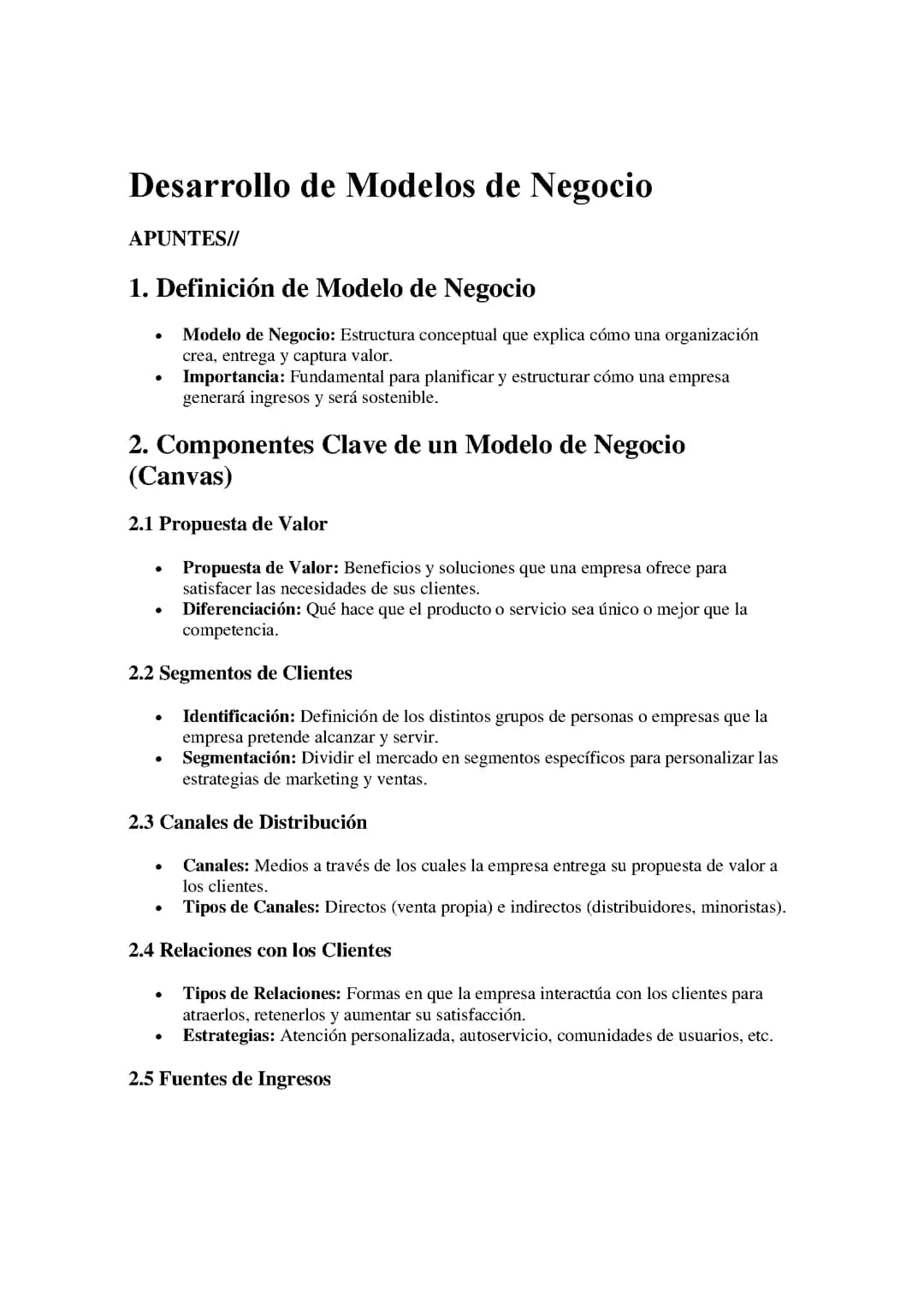 Desarrollo de Modelos de Negocio